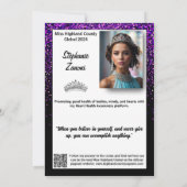 Paarse Royale Pageant Handtekeningkaart | QR Code Kaart (Achterkant)
