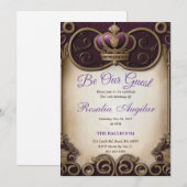 Paarse Royalty Sweet 16 Uitnodigingen (Voorkant / Achterkant)