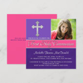 Paarse, roze 1e Heilige Communistische Foto uitgen Kaart (Voorkant / Achterkant)