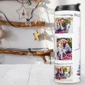 Paarse Roze 6 Fotosjabloon Kerstboom Thermosbeker