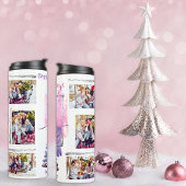 Paarse Roze 6 Fotosjabloon Kerstboom Thermosbeker