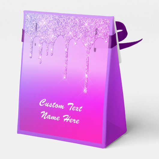 Paarse Roze Aangepaste Tekst Naam Favor Box Cadeau Bedankdoosjes (Achterkant)