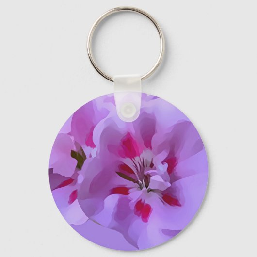 Paarse Roze Abstract Hibiscus Bloem Sleutelhanger (Voorkant)
