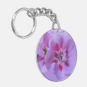 Paarse Roze Abstract Hibiscus Bloem Sleutelhanger (Voorkant Links)