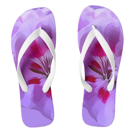 Paarse Roze Abstract Hibiscus Bloem Teenslippers (Voetbed)