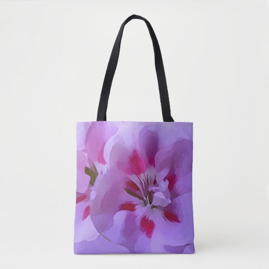 Paarse Roze Abstract Hibiscus Bloem Tote Bag (Voorkant)