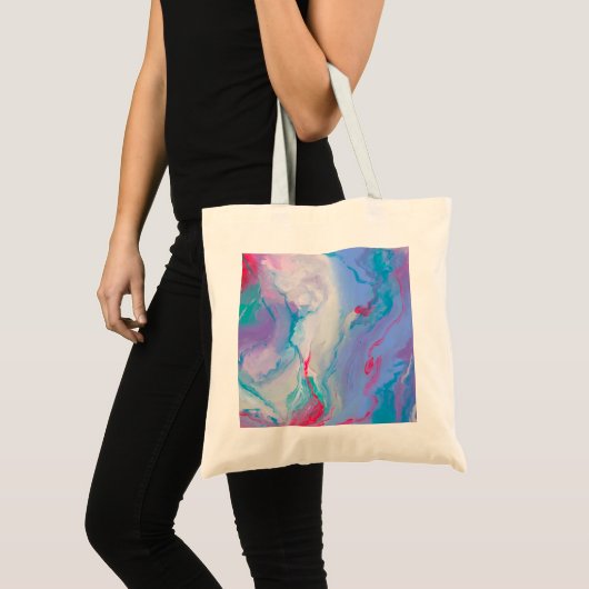 Paarse Roze Abstract Kleurrijk Marmerschilderij Tote Bag (Voorkant (product))