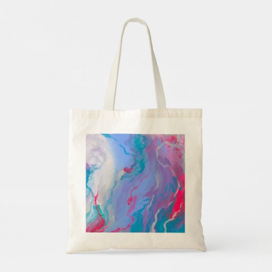 Paarse Roze Abstract Kleurrijk Marmerschilderij Tote Bag (Achterkant)