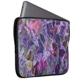 Paarse Roze Abstracte Bladeren Natuur Patroon Laptop Sleeve