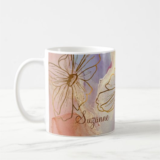 Paarse roze Abstracte Floral genaamd Koffiemok (Links)