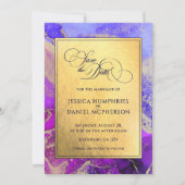 Paarse roze Abstracte goudbruine bruidswand Save The Date (Voorkant)