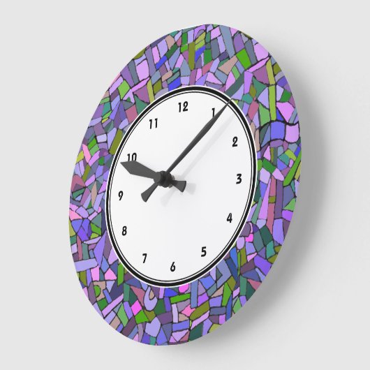 Paarse roze Abstracte mozaïekpatroonklok Grote Klok (Hoek)
