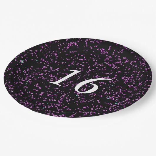 Paarse roze Abstracte Patronen Cute 16th Birthday Papieren Bordje (Gekanteld)