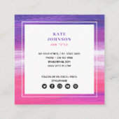 Paarse roze Abstracte QR-code Sociale media Vierkante Visitekaartje (Achterkant)