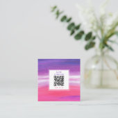 Paarse roze Abstracte QR-code Sociale media Vierkante Visitekaartje (Staand voorkant)