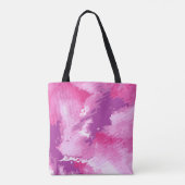 Paarse roze Abstracte Waterverf Ontwerp Tote Bag (Achterkant)