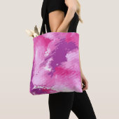 Paarse roze Abstracte Waterverf Ontwerp Tote Bag (Dichtbij)