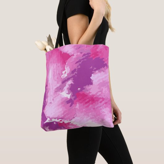 Paarse roze Abstracte Waterverf Ontwerp Tote Bag (Dichtbij)