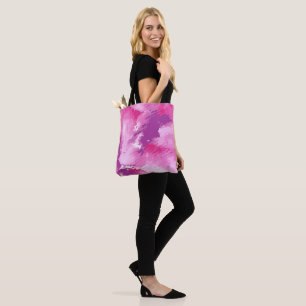 Paarse roze Abstracte Waterverf Ontwerp Tote Bag