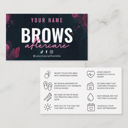 Paarse roze achterzorgkaart visitekaartje (Voorkant / Achterkant)