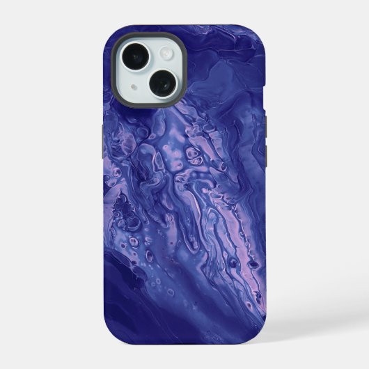 Paarse Roze Acryl Gietende Abstracte Vloeibare Kun iPhone 15 Case (Achterkant)