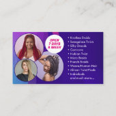 Paarse Roze Afrikaans Haar Vlechten Foto Haar Salo Visitekaartje (Achterkant)