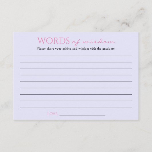 Paarse Roze Afstuderen Woorden van Wijsheid Afstud Informatiekaartje (Achterkant)