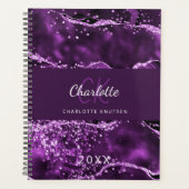 Paarse roze agaat marmeren monogram 2027 planner (Voorkant)