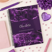 Paarse roze agaat marmeren monogram 2027 planner