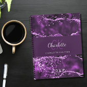 Paarse roze agaat marmeren monogram 2027 planner