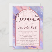 Paarse Roze Agaat Spaans 50ste verjaardag voor haa Kaart (Voorkant)