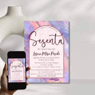 Paarse Roze Agaat Spaans 60ste verjaardag voor haa Kaart