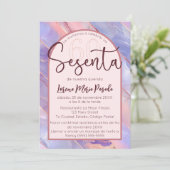 Paarse Roze Agaat Spaans 60ste verjaardag voor haa Kaart (Staand voorkant)