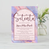 Paarse Roze Agaat Spaans 70ste verjaardag voor haa Kaart (Staand voorkant)