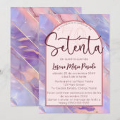 Paarse Roze Agaat Spaans 70ste verjaardag voor haa Kaart (Voorkant / Achterkant)