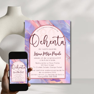 Paarse Roze Agaat Spaans 80ste verjaardag voor haa Kaart