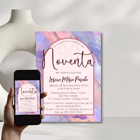 Paarse Roze Agaat Spaans 90ste verjaardag voor haa Kaart
