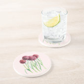 Paarse Roze Allium Waterverf Botanische Schilderij Zandsteen Onderzetter (Zijkant)