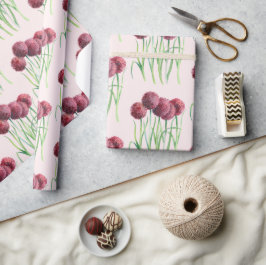 Paarse roze alliums Bloem Waterverf illustratie Cadeaupapier