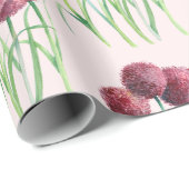 Paarse roze alliums Bloem Waterverf illustratie Cadeaupapier (Rol Hoek)