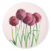 Paarse roze alliums Bloem Waterverf illustratie Keramische Knop (Voorkant)