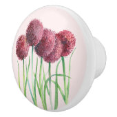 Paarse roze alliums Bloem Waterverf illustratie Keramische Knop (Rechts)