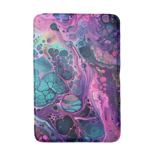Paarse Roze Aqua Acryl Giet  Water Vloeistof Badmat (Voorkant Verticaal)