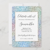 Paarse roze Aqua Blue Gold Unicorn Glitter Kaart (Voorkant)