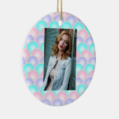  paarse roze aqua blue pastel mermaid scales keramisch ornament (Rechts)