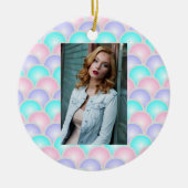  paarse roze aqua blue pastel mermaid scales keramisch ornament (Voorkant)