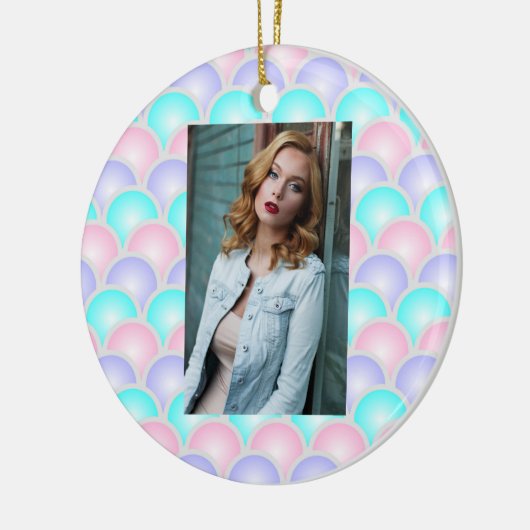  paarse roze aqua blue pastel mermaid scales keramisch ornament (Links)