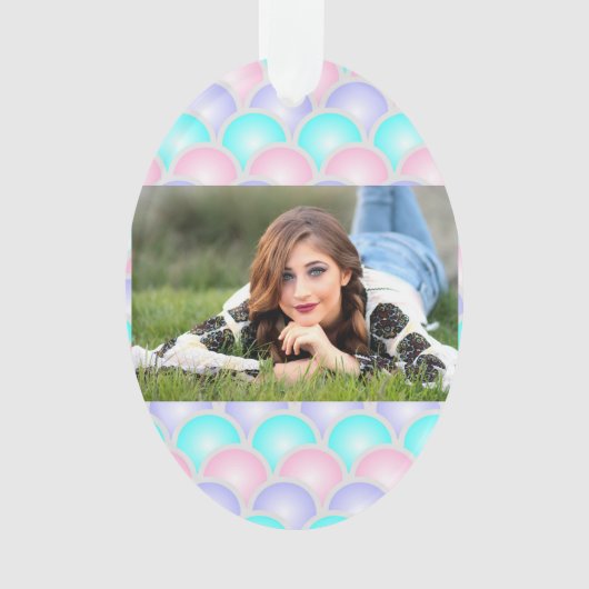  paarse roze aqua blue pastel mermaid scales ornament (voorkant)