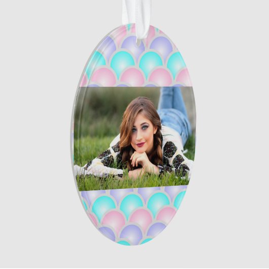  paarse roze aqua blue pastel mermaid scales ornament (voorkant)