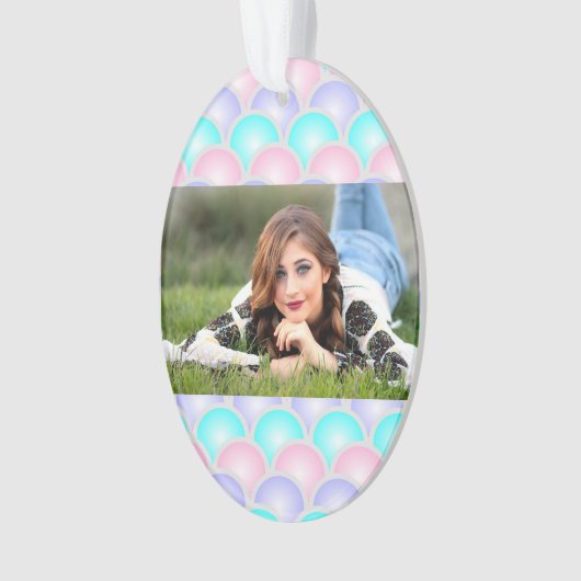  paarse roze aqua blue pastel mermaid scales ornament (voorkant)